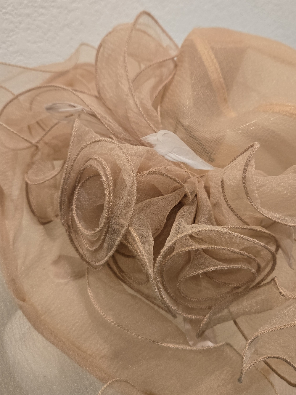 Elegant Beige Floral Organza Church / Event Hat